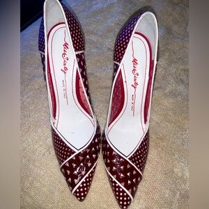 Miss sixty red perforated heels y2k Italy designer pumps indie spring boho